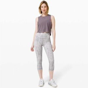 Lululemon Wunder Under Crop (HighRise) Luxtreme 21" Moonphase Silver Lining Sz 6
